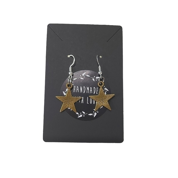 Bronze Tone Celestial Star Earrings - Picture 2 of 3